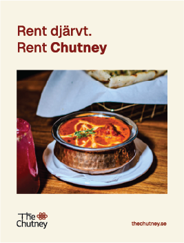 Simply Bold. Simply Chutney — editorial panel with curry and brand
